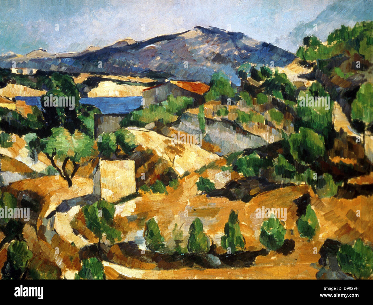 La François diga Zola', 1877-1878. Olio su tela. Paul Cezanne (1839-1906) francese Post-Impressionist pittore. Il paesaggio delle montagne acqua Aix-en-Provence Francia Foto Stock