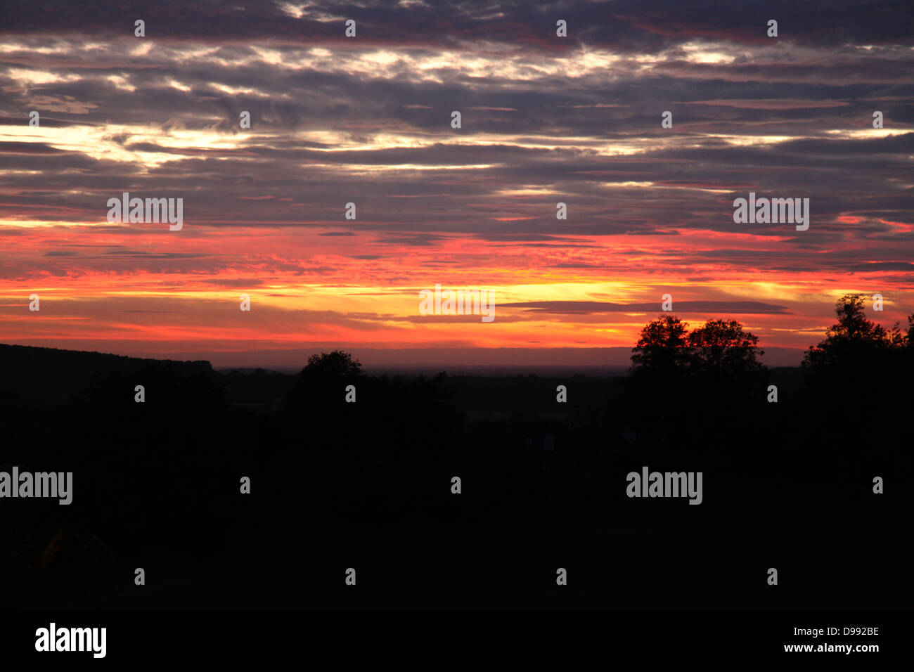 Sunset over Faringdon, Oxfordshire Foto Stock