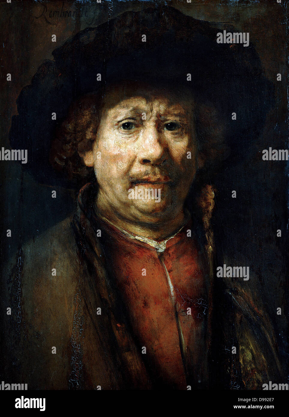 Ritratto Di Auto", 1637. Olio su tela. Rembrandt van Rijn (1606-1669), pittore olandese. Testa e spalle immagine con oggetto rivolta verso il lato anteriore. Foto Stock