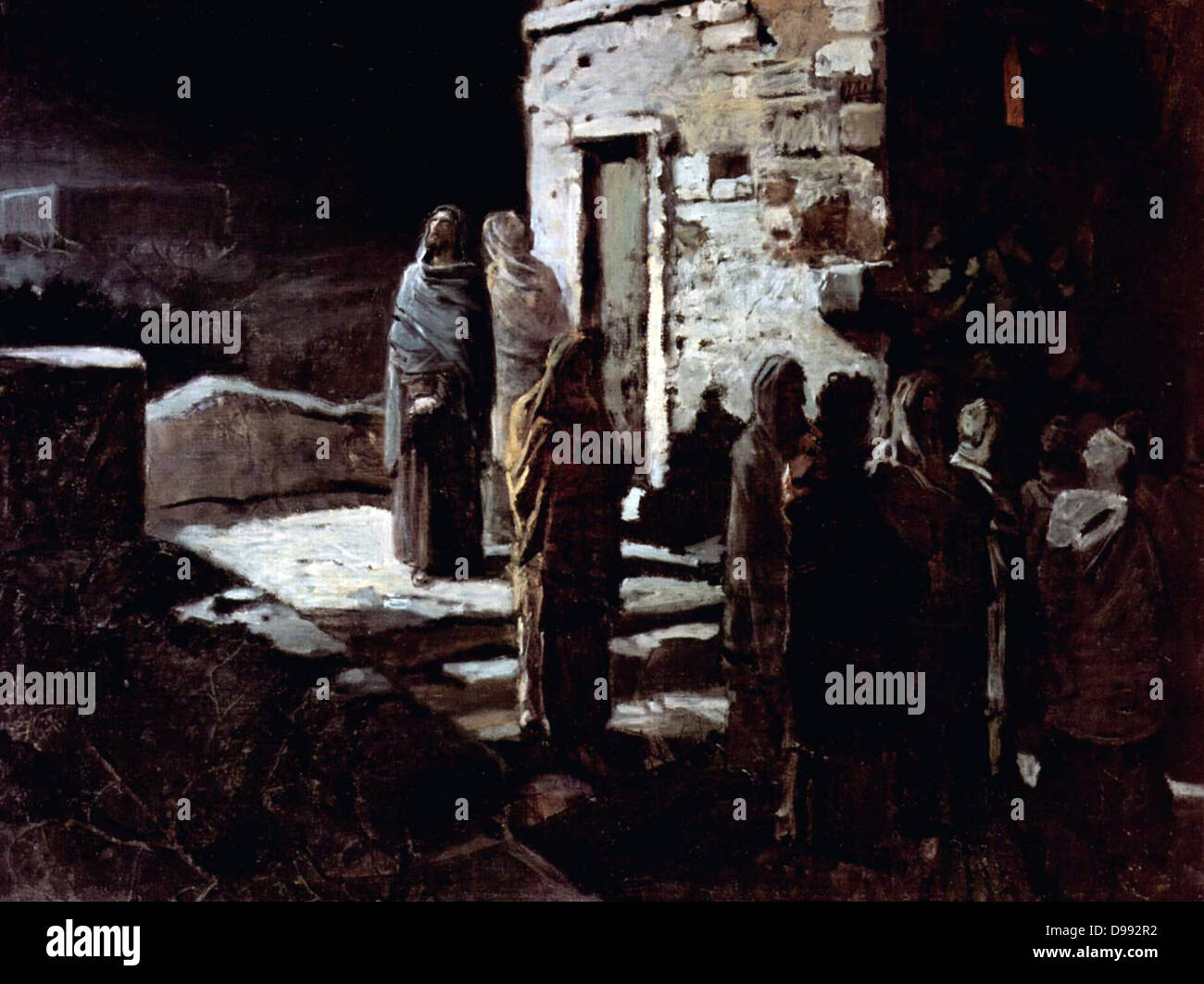 Cristo pregando nel giardino del Getsemani", 1888. Olio su tela. Nikolai Ge (1831-1894) artista russo. La religione cristiana Testamento Nuovi discepoli di Gesù Foto Stock