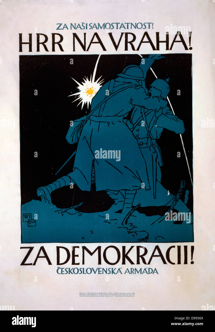 La Propaganda cecoslovacca posterbin guerra mondiale I. 1918 Foto Stock