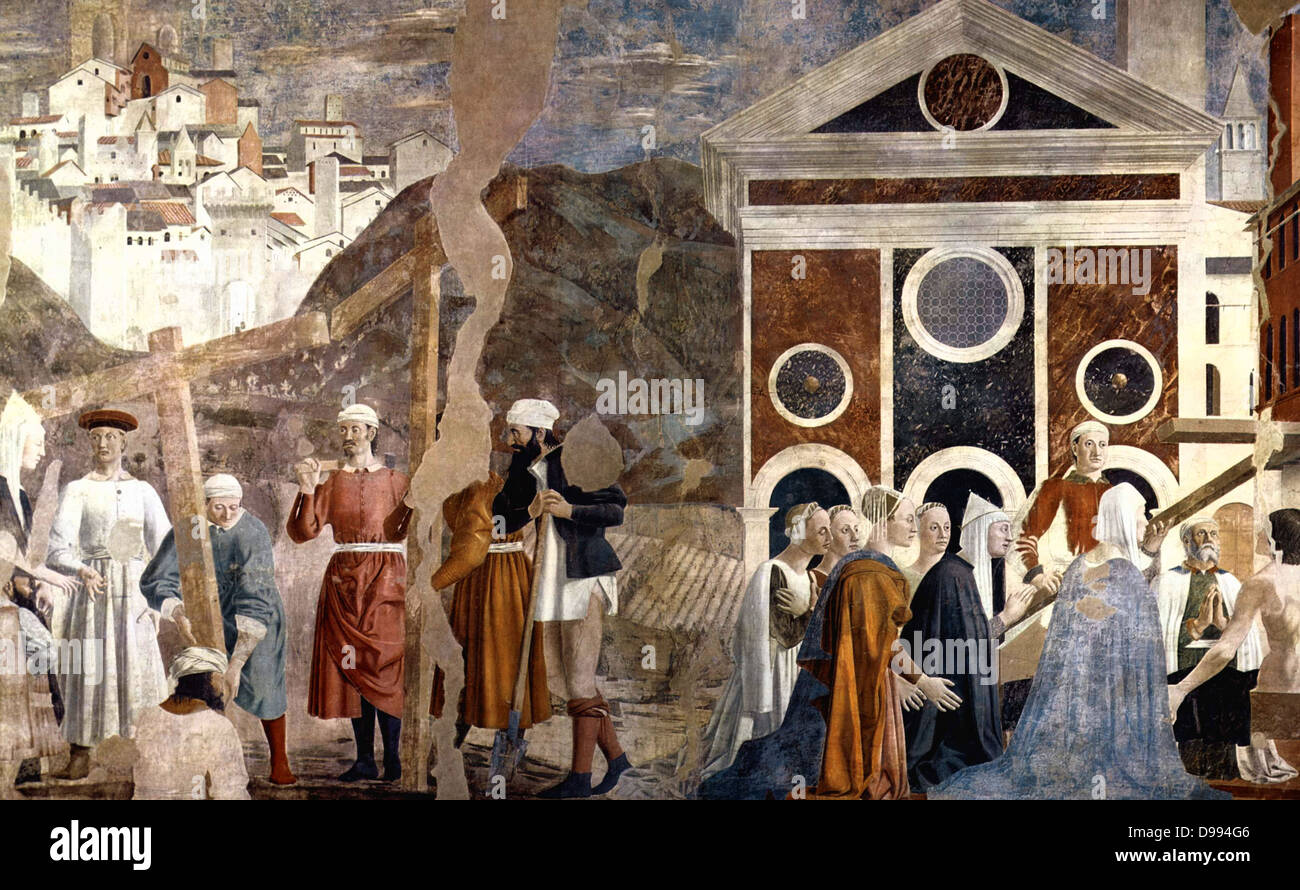 Piero Della Francesca 1416-1417 -1492 . La scoperta e la prova della Vera Croce; affresco, a San Francesco, Arezzo. Circa 1460 Foto Stock
