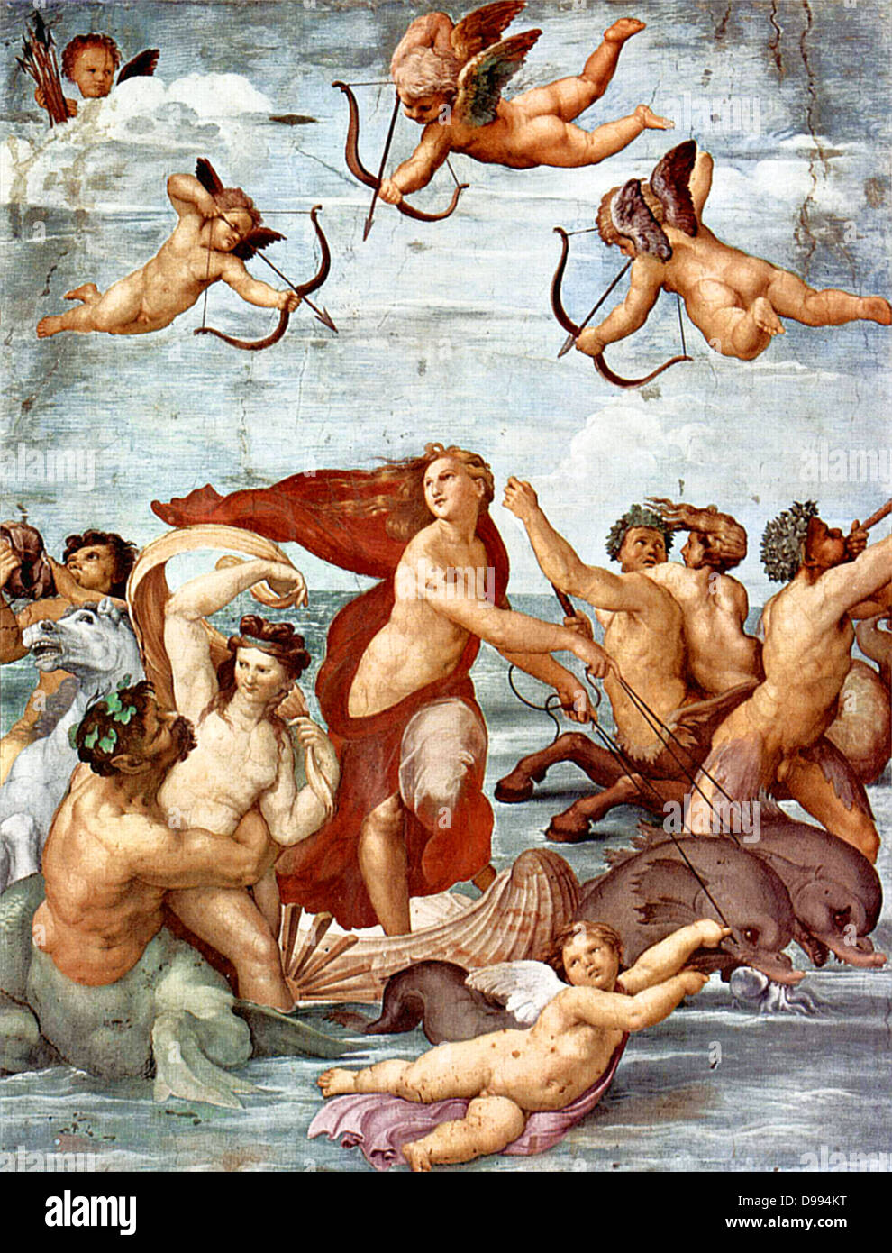 Trionfo di Galatea 1511, da Raffaello Sanzio da Urbino (aprile 6 o marzo 28, 1483 - Aprile 6, 1520), pittore italiano e architetto del Rinascimento Foto Stock