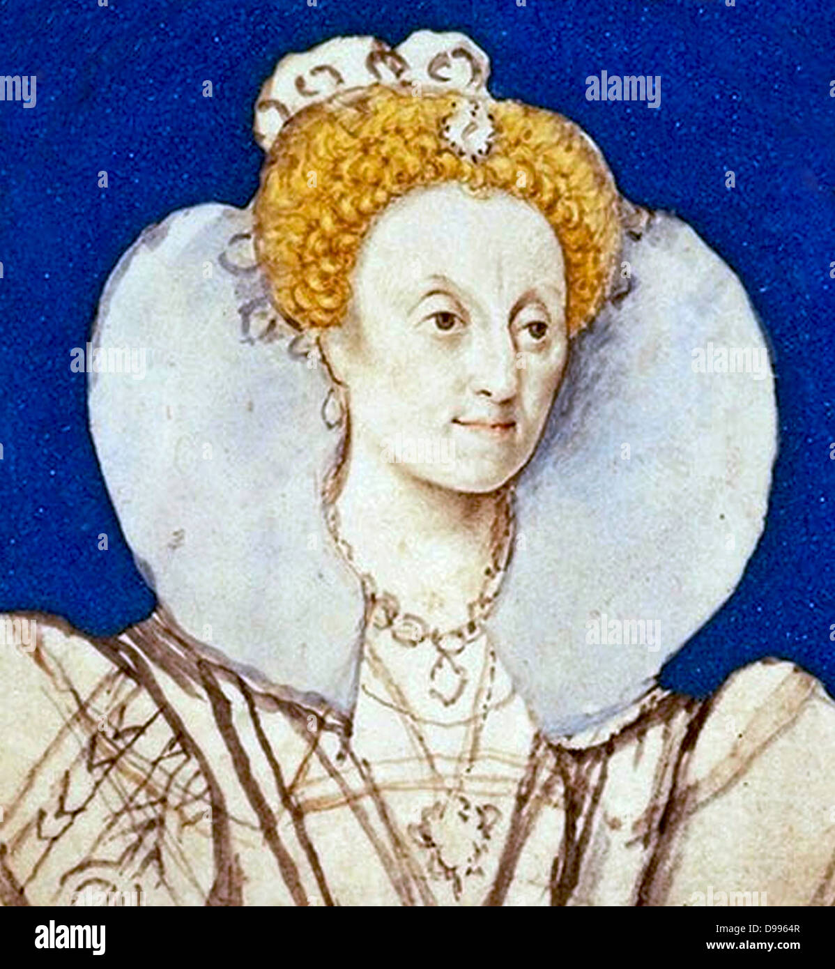 La regina Elisabetta I c.1590-1592. Schizzo preparatorio da Isaac Oliver. Foto Stock