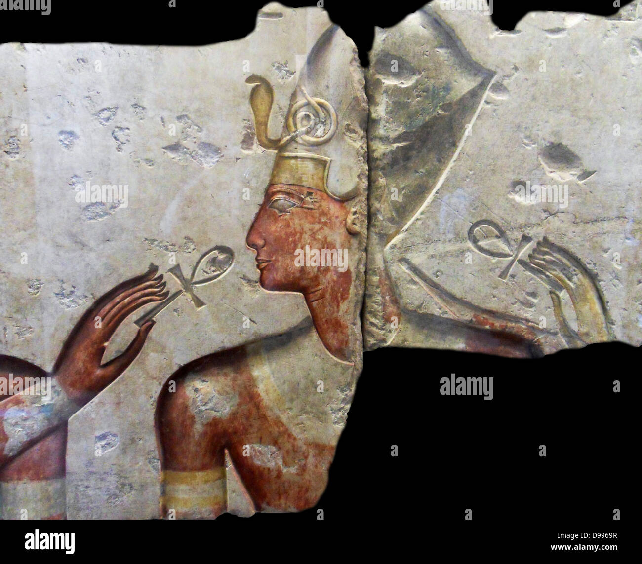 Re Ramses II, fra gli dèi, circa 1275 BC (XIX dinastia) deriva dal piccolo tempio costruito da Re Ramses II a Abydos. In Calcare dipinto Foto Stock