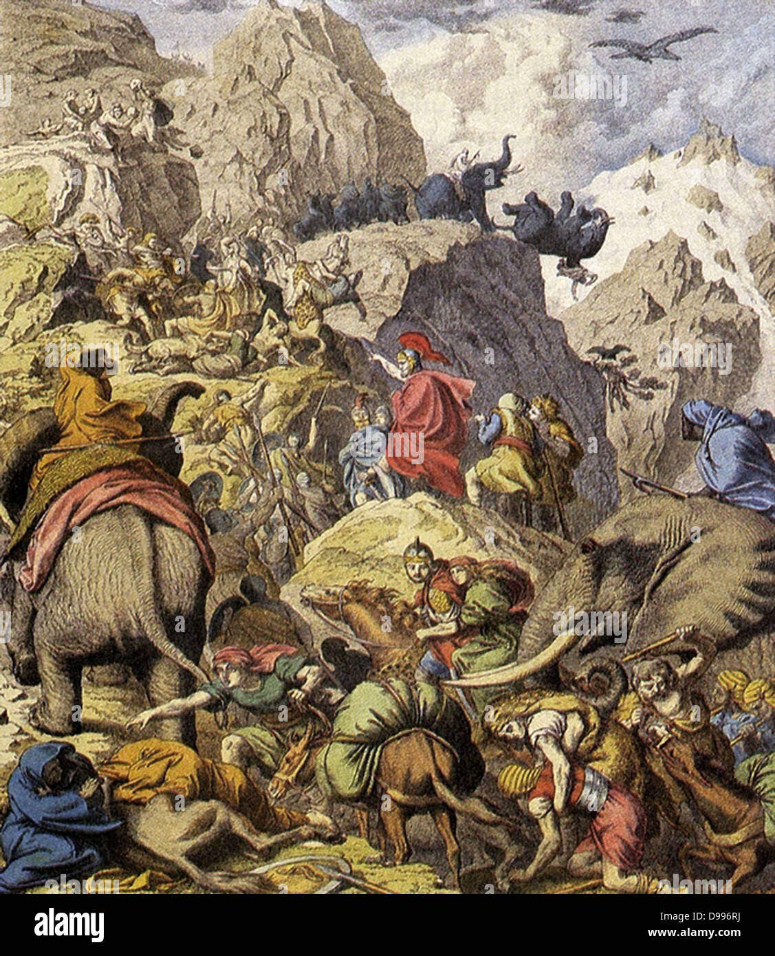 Annibale attraversa le Alpi. Annibale, (248183 o 182 BC), cartaginese comandante militare e Annibale attraversa le Alpi. Annibale, (248183 o 182 BC), cartaginese comandante militare e