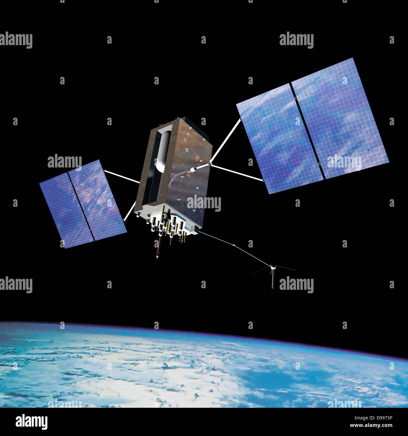GPS satellite in orbita intorno alla terra Foto Stock