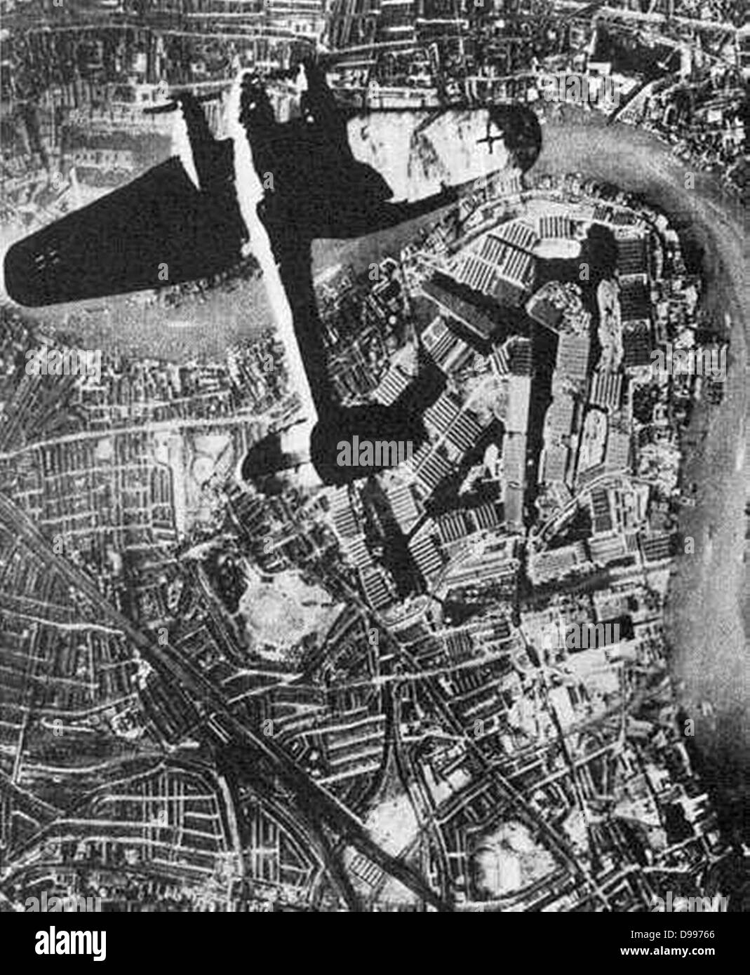 German air raid su Londra centrale 1940, Blitz, la II Guerra Mondiale Foto Stock