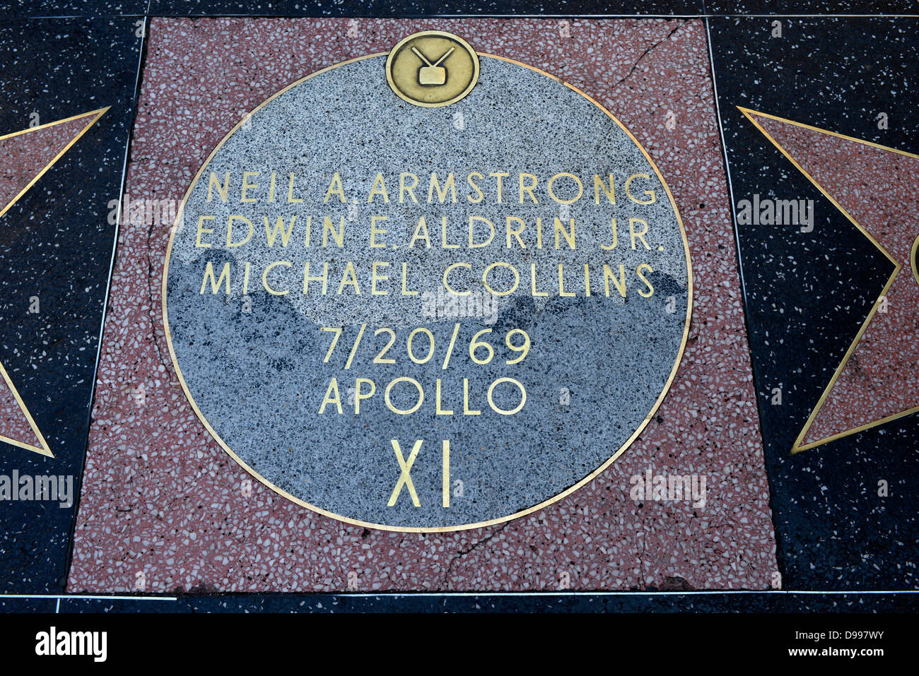 Badge di bronzo per gli astronauti della missione Apollo 11 prima luna-sbarchi, Neil Armstrong, Edwin Aldrin e Michael Collins, categoria Televisione Foto Stock
