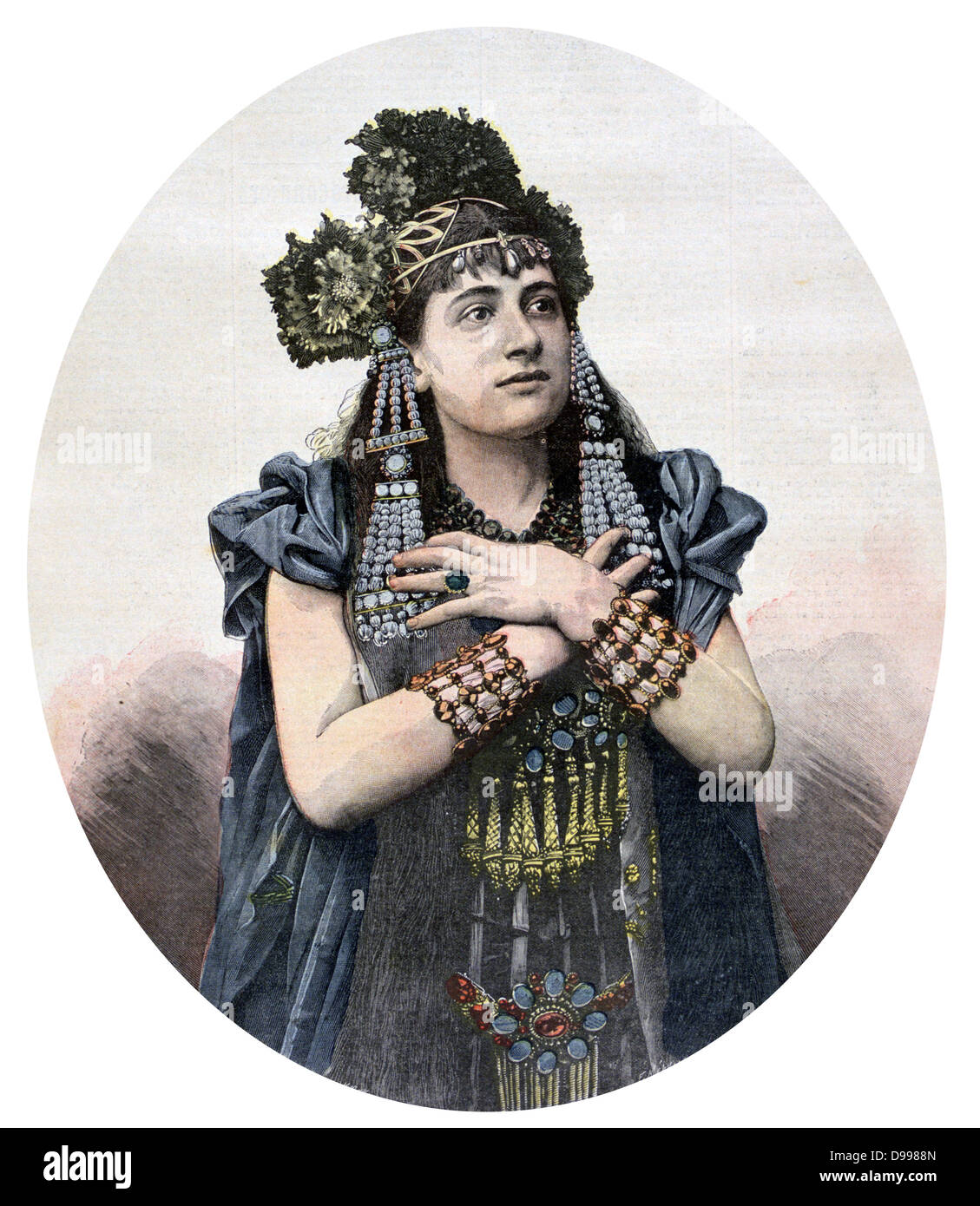 Lucienne Breval (1869-1935) cantante svizzero, nel ruolo del titolo di 'Salammbo' da Ernest Reyer (1823-1909) all'Opera di Parigi. Da "Le Petit Journal', Parigi, 13 agosto 1892. Francia, Musica Foto Stock
