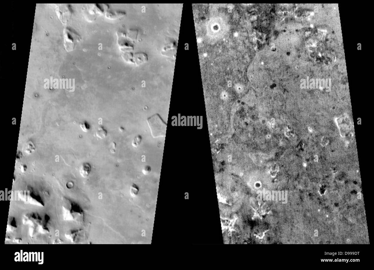 Questa coppia di themis immagini a infrarossi mostra il cosiddetto "faccia su Marte " rilievi visto sia durante il giorno e la notte. Foto Stock