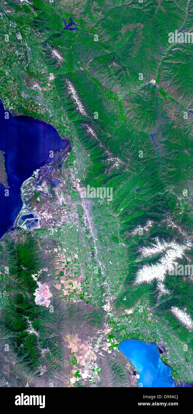 Il 2002 Olimpiadi invernali, ospitato da Salt Lake City. Vista della North Central Utah che include tutti i siti olimpici. Maggio 28, 2000. Immagine satellitare. Foto Stock