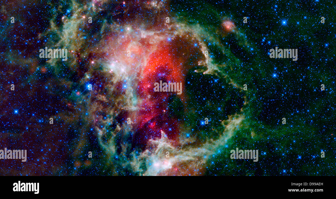 Questo saggio è a mosaico della nebulosa anima (a.k.a. l'embrione Nebula, IC 1848, o W5). Si tratta di un open cluster di stelle circondato da una nuvola di polvere e gas oltre 150 anni-luce attraverso e si trova a circa 6.500 anni luce dalla Terra nella costellazione di Cassiopea, vicino al cuore nebulosa. Foto Stock