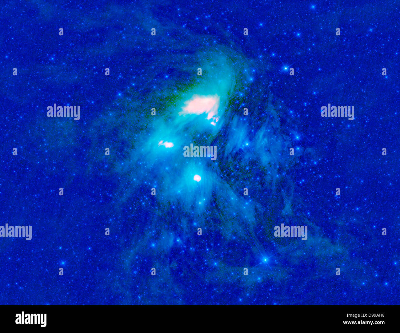 Questa immagine mostra il famoso Pleiadi cluster di stelle come visto attraverso gli occhi di una saggia. Foto Stock