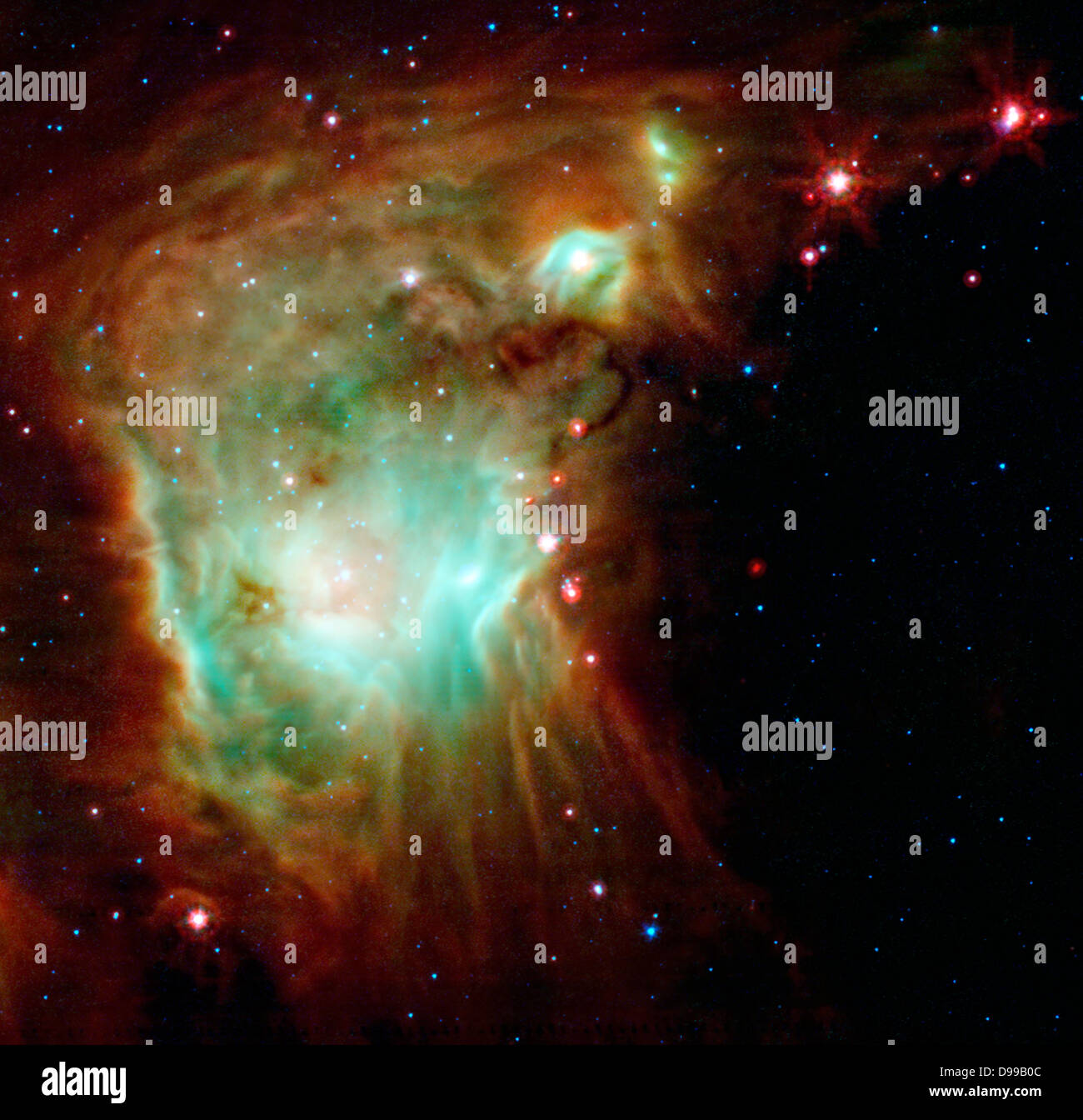 NASA il telescopio spaziale Spitzer espone la profondità di questa nebulosa polverosi, noto come Messier 78. Foto Stock