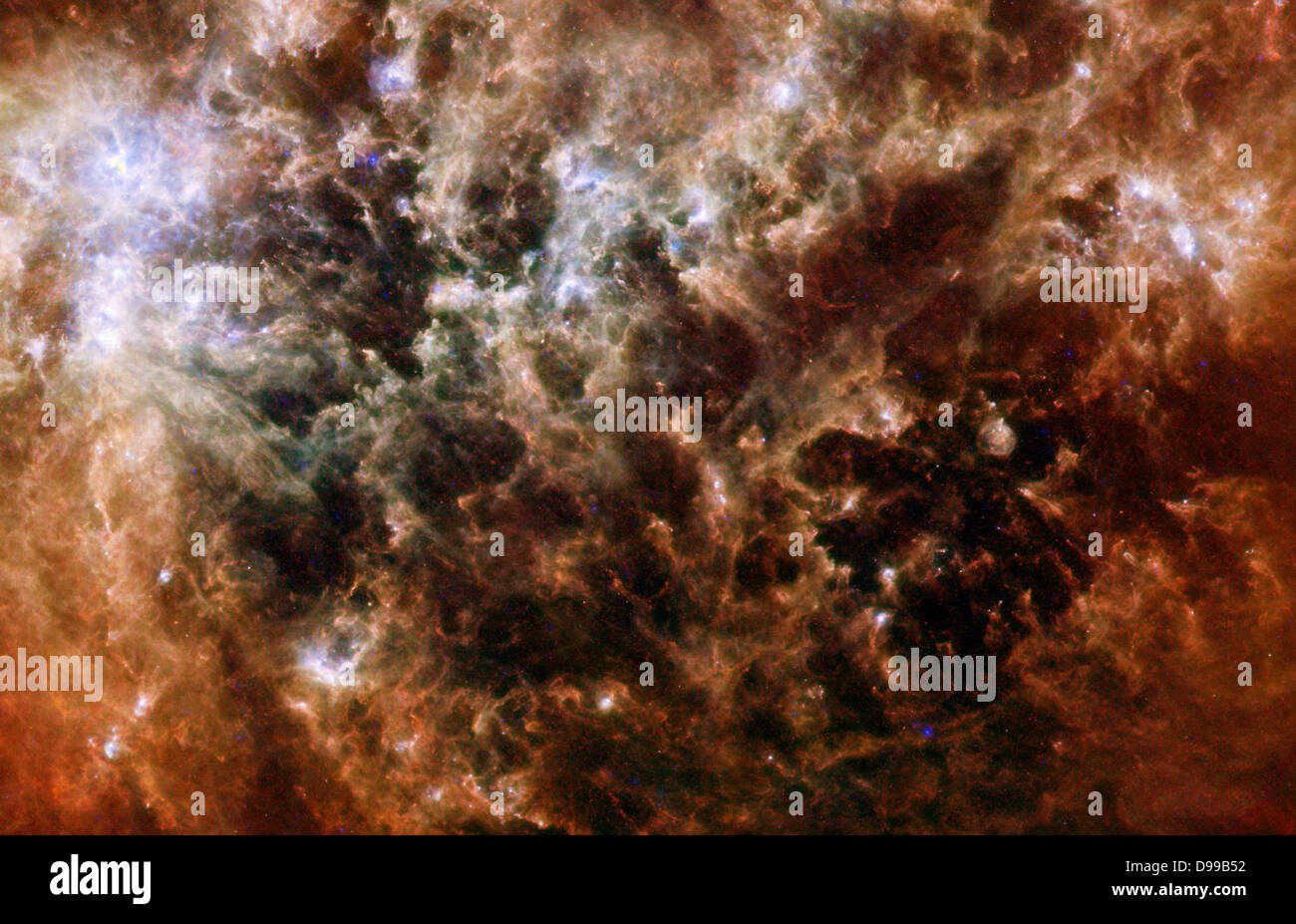 Questa immagine mostra il grande Magellanic Cloud galaxy in luce a infrarossi come si vede dall'Osservatorio spaziale Herschel. Foto Stock