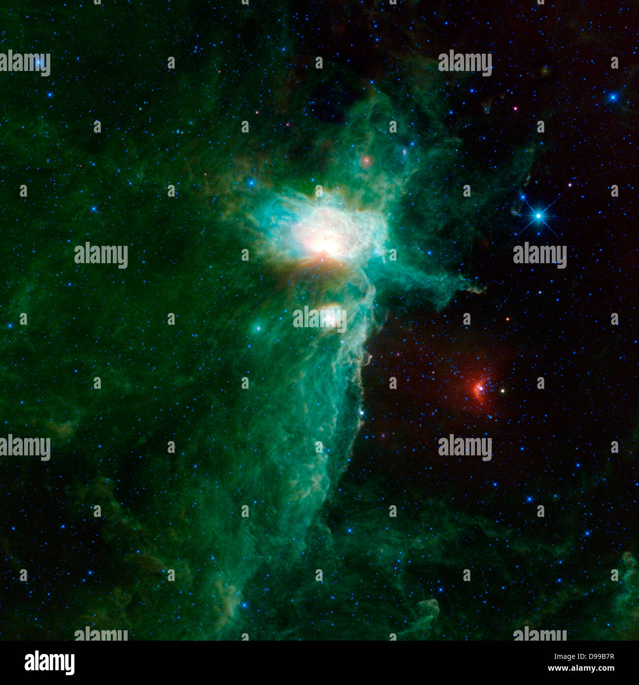 La nebulosa Fiamma si siede sul lato orientale hip di Orione il cacciatore, una costellazione più facilmente visibile nell emisfero nord. Saggi. Foto Stock