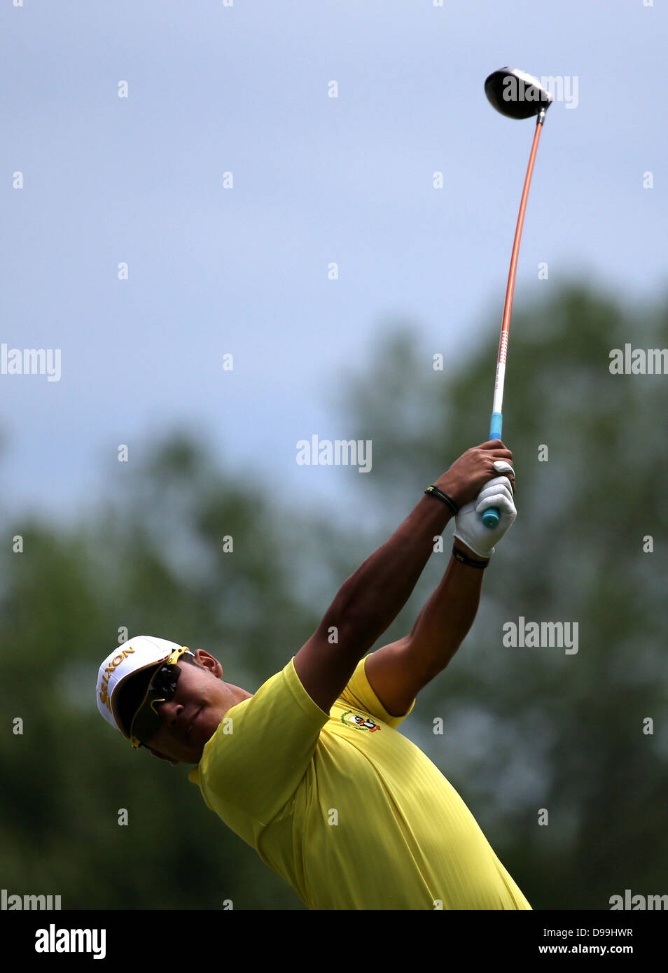 Haverford Township, Delaware paese, Pennsylvania. 14 Giugno, 2013. Hideki Matsuyama (JPN) Golf : Hideki Matsuyama del Giappone in azione durante gli Stati Uniti Open Championship al Merion Golf Club, Est corso di Haverford Township, Delaware paese, Pennsylvania . Credito: Koji Aoki/AFLO/Alamy Live News Foto Stock