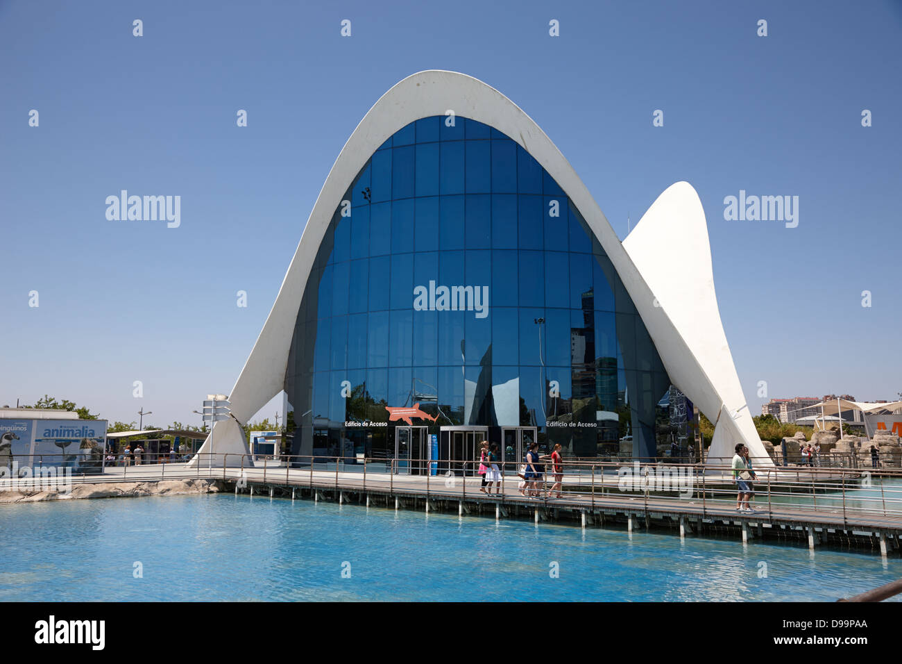 Ingresso dell'edificio l'Oceanografic città delle arti e delle scienze Ciutat de les Arts i les Ciencies valencia spagna Foto Stock