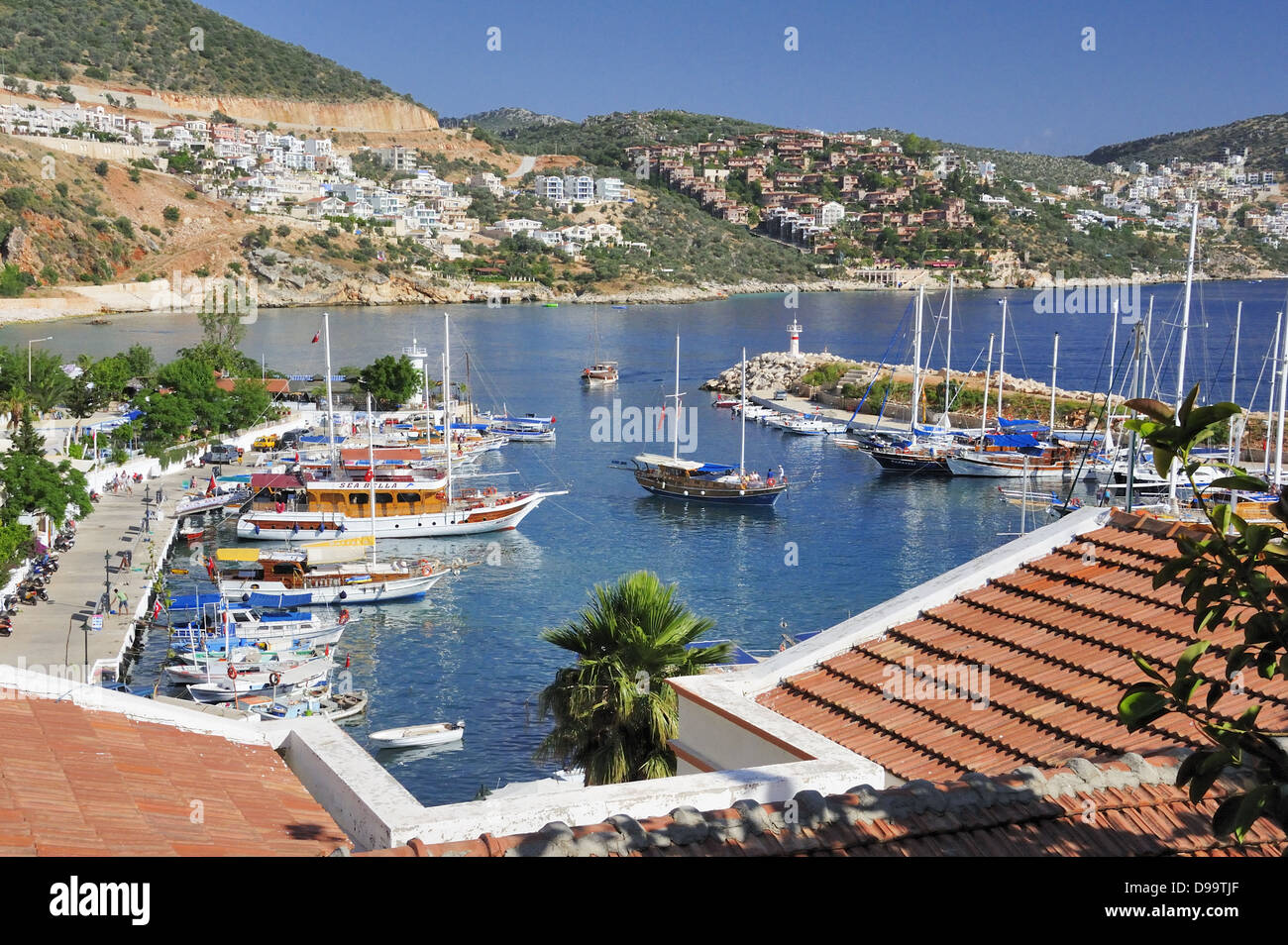 Vista panoramica del porto di Kalkan Foto Stock