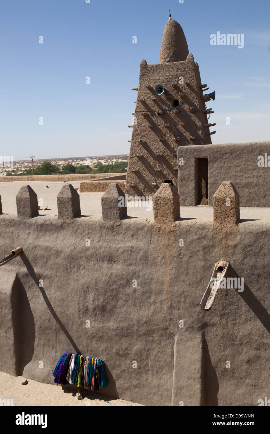 Il minareto della moschea di Timbuktu, Mali. Foto Stock