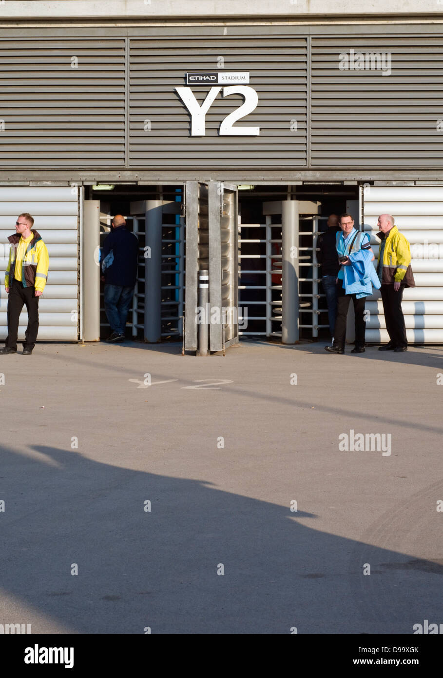 Tornelli presso l'Etihad Stadium, casa del Manchester City Football Club nella Premier League inglese Foto Stock