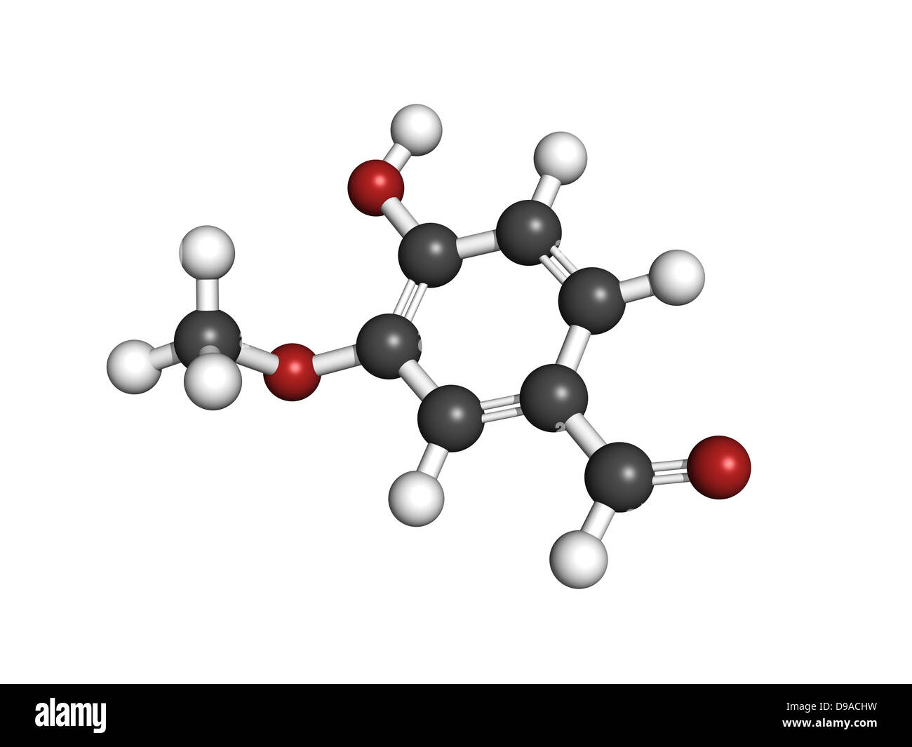 La Vanillina Vanillina molecola, struttura chimica. La Vanillina è il  componente principale di estratto di vaniglia Foto stock - Alamy