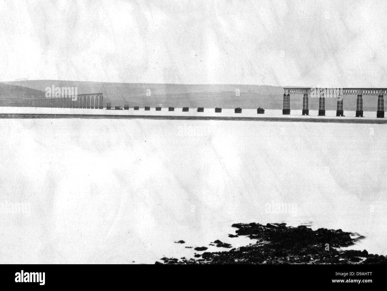 Tay originale ponte dopo il crollo, Scozia Foto Stock