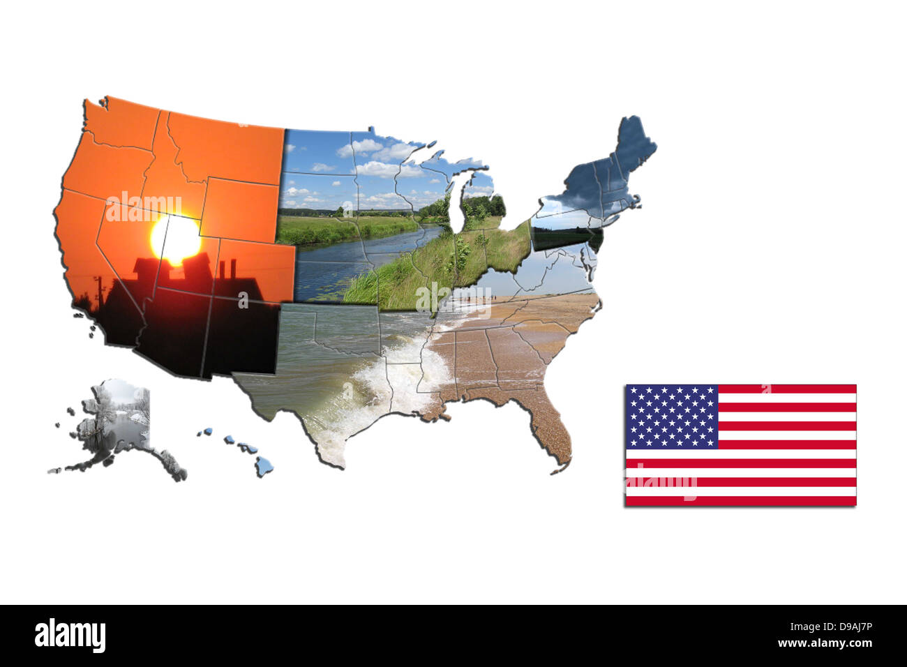 Mappa insolita dei lati del STATI UNITI D'AMERICA Foto Stock