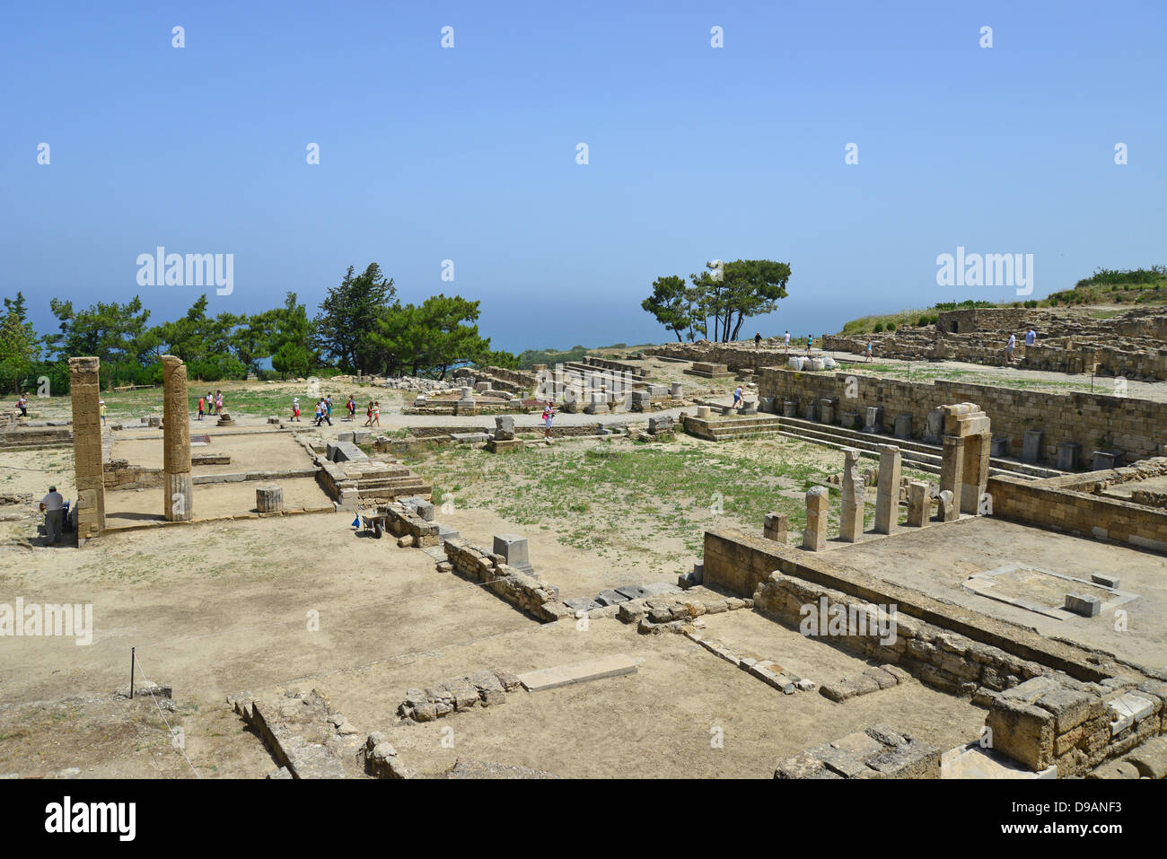 Terrazza inferiore a ruderi di antiche Kameiros, Kalavarda, Rodi (Rodi), del Dodecaneso, Egeo Meridionale Regione, Grecia Foto Stock