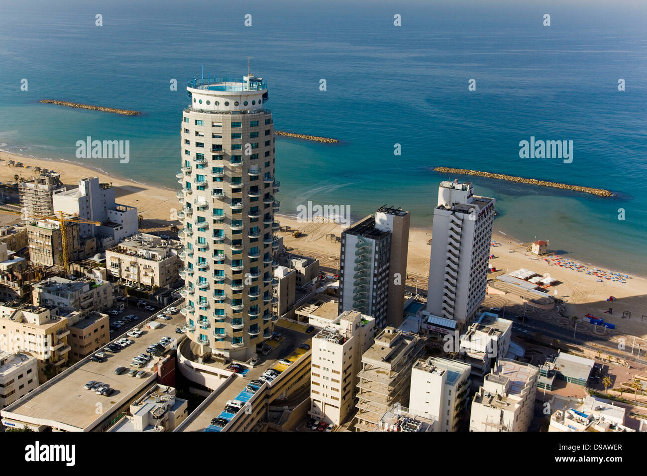 Una foto aerea di spiagge di Tel Aviv e Isrutel Hotel Foto Stock