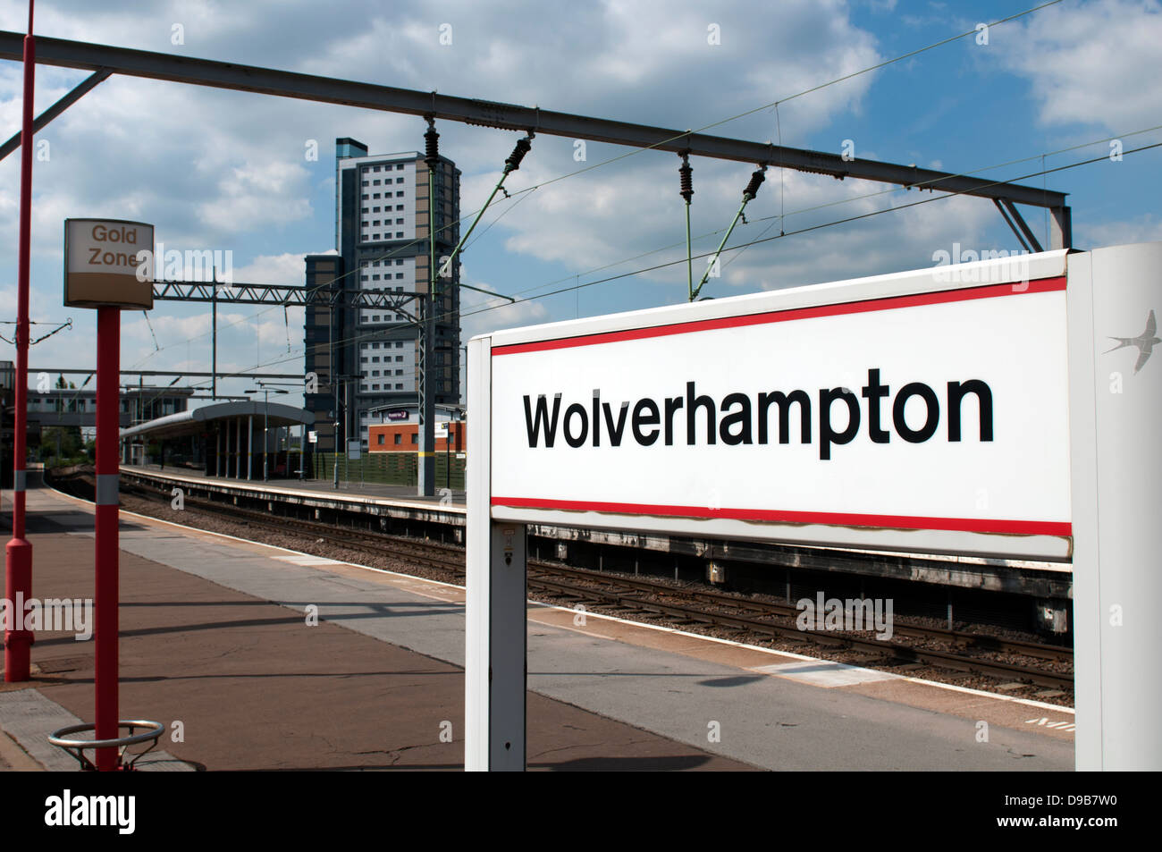 Wolverhampton stazione ferroviaria segno, West Midlands, England, Regno Unito Foto Stock