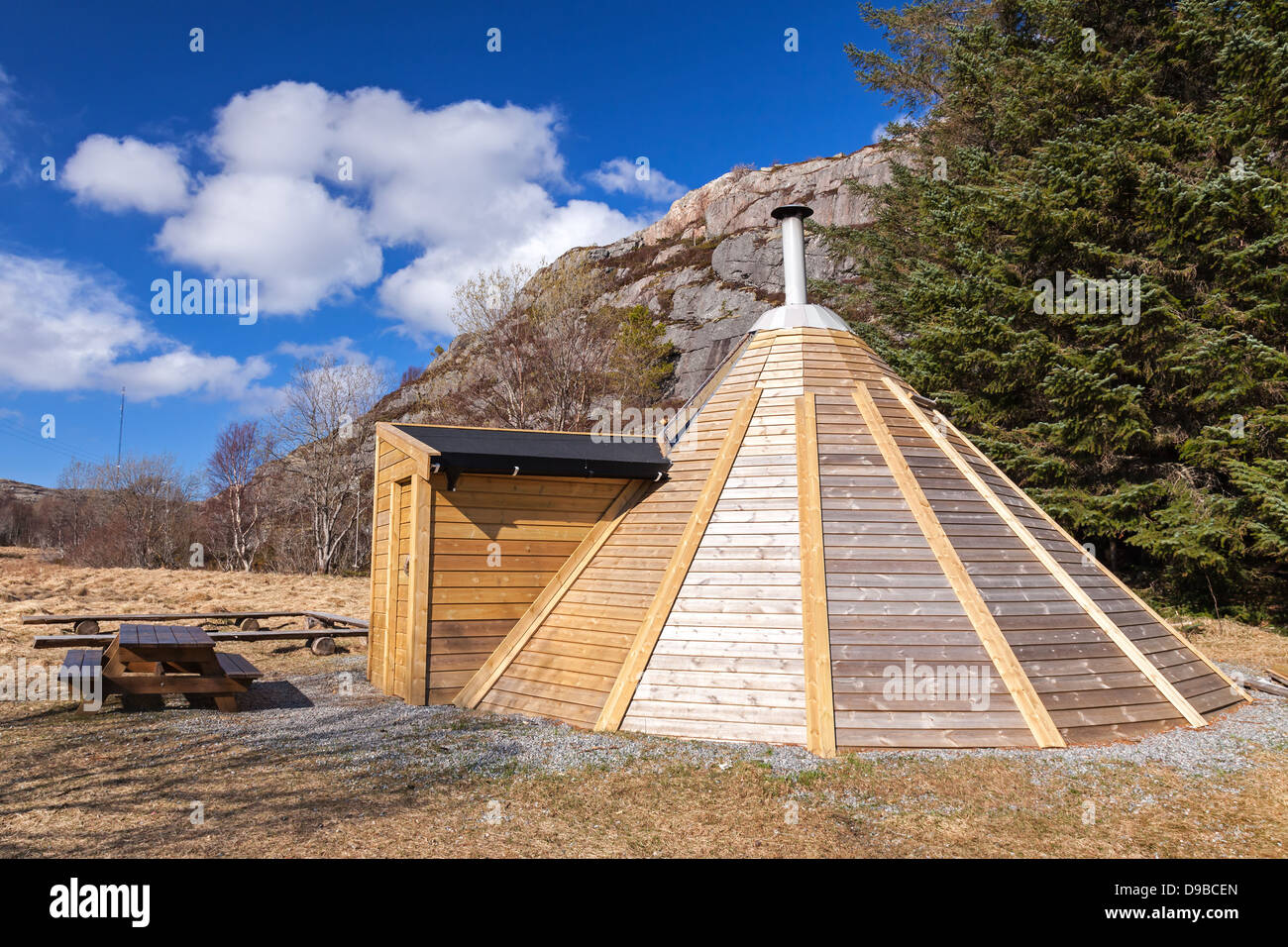 Piccole casette di legno gratuito per uso camping casa in Norvegia Foto Stock