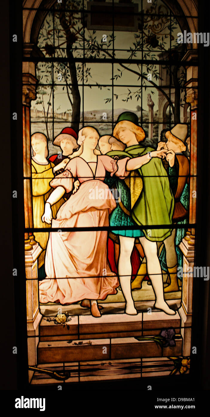 Appartamento finestra. La Danse Des Fiancailles (l'innesto a sfera). Eseguito da Eugene Oudinot (1827-1889) Francese (Passy), datata 1885. Il donatore è stato la vedova di Isacco Campana, un prominente New Yorker, nella seconda metà del secolo scorso. Foto Stock