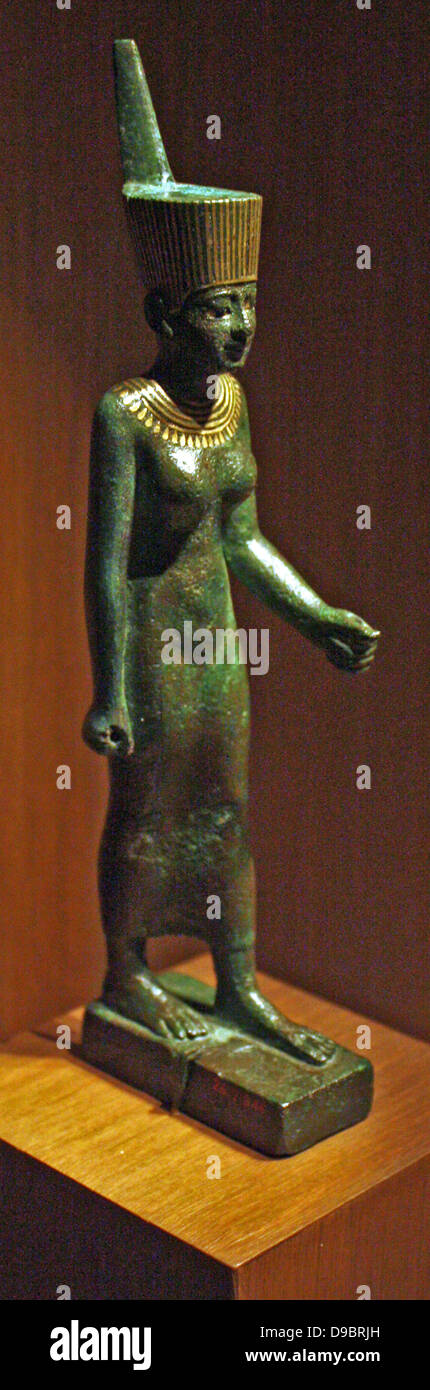 Ptah Terzo Periodo Intermedio, dinastie 21-24 (ca 1070-712 a.C.), bronzo doratura, intarsio di vetro. Foto Stock