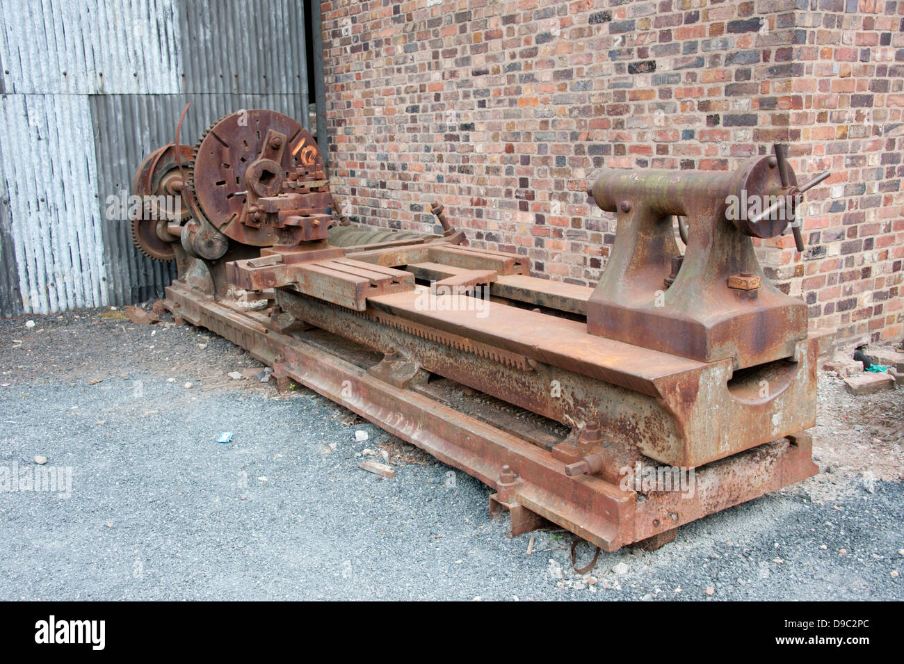 Ruggine di grandi dimensioni in ghisa tornio dello scanner a superficie piana Foto Stock