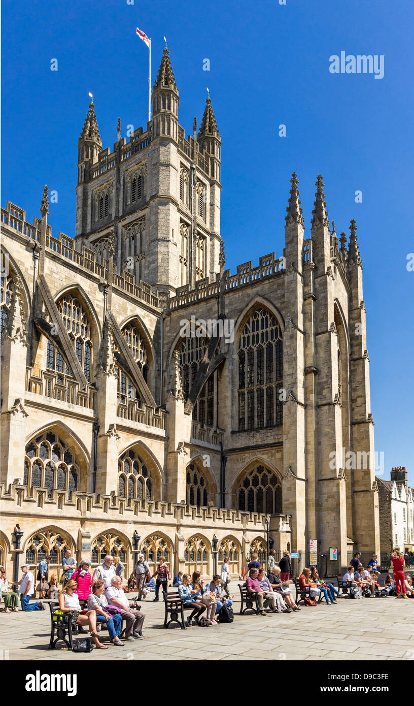 Abbazia di Bath / Cattedrale in bagno, Somerset, Inghilterra, Regno Unito Foto Stock