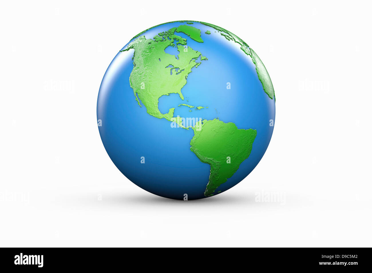 Il blu e il verde globo dell America del Nord e del Sud Foto Stock