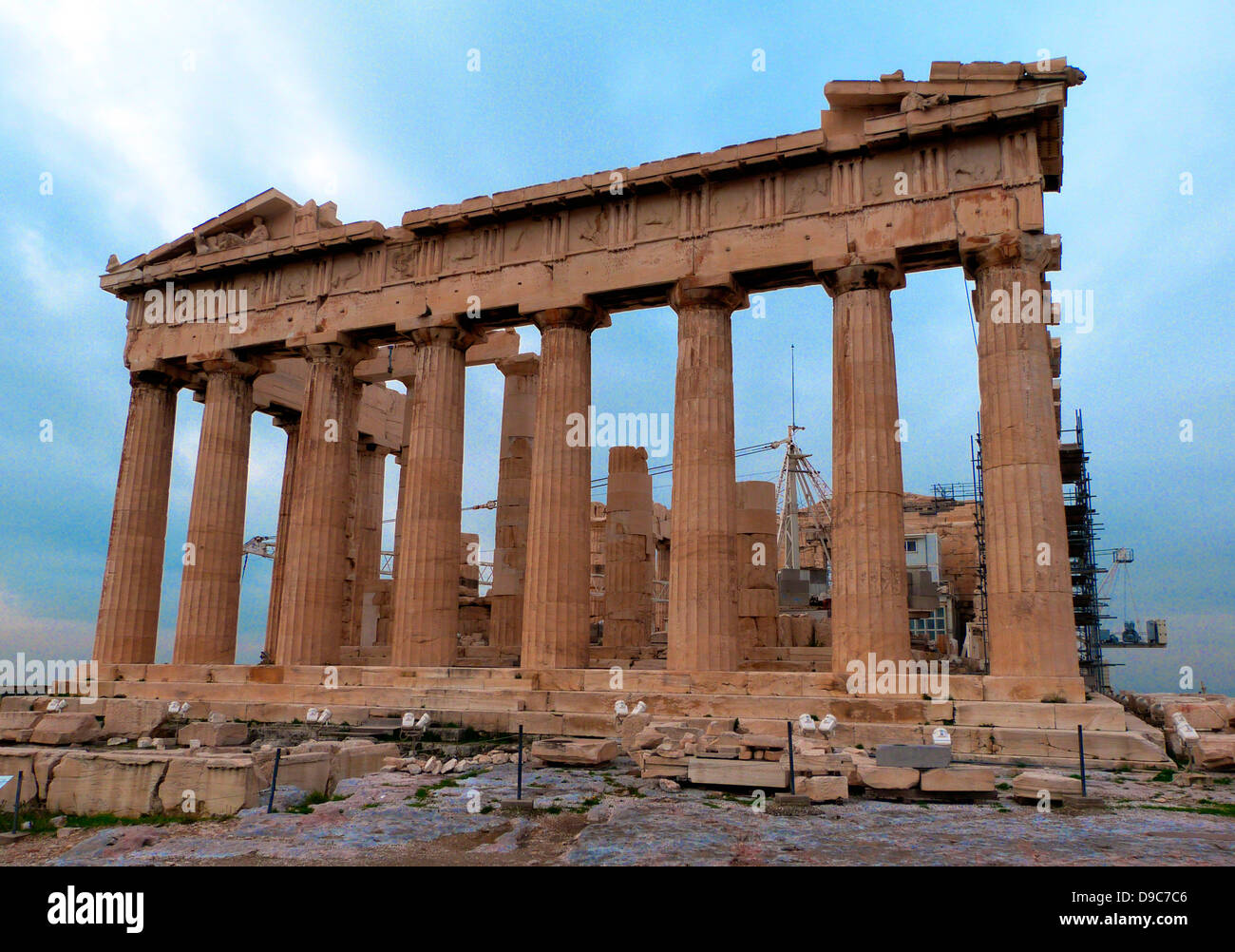 Tempio di Atena Partenone di Atene, Grecia. Costruito appx. 447-432 A.C. Foto Stock