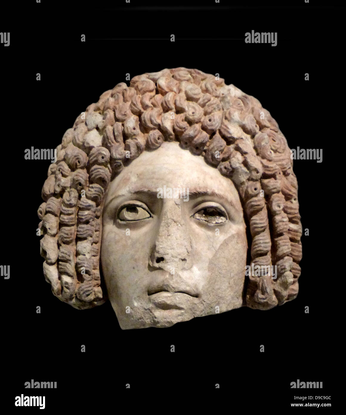 Ritratto femminile in testa la forma di una maschera. Pentelic marmoreo della fine del I secolo d.c. Roman Foto Stock