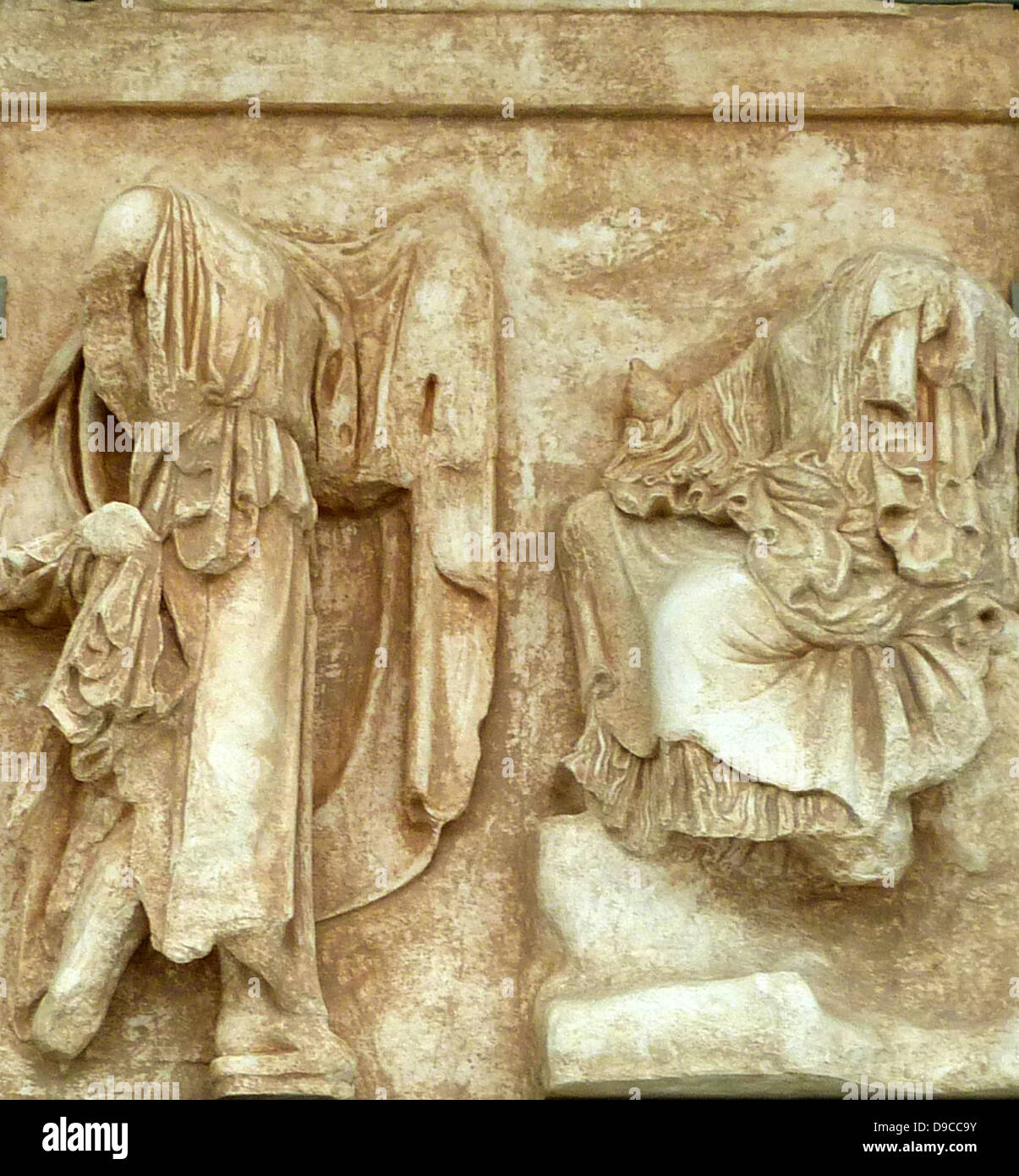 Hebe e Hera, raffigurato sul Partenone fregi, Atene. 439 - 433 A.C. Foto Stock