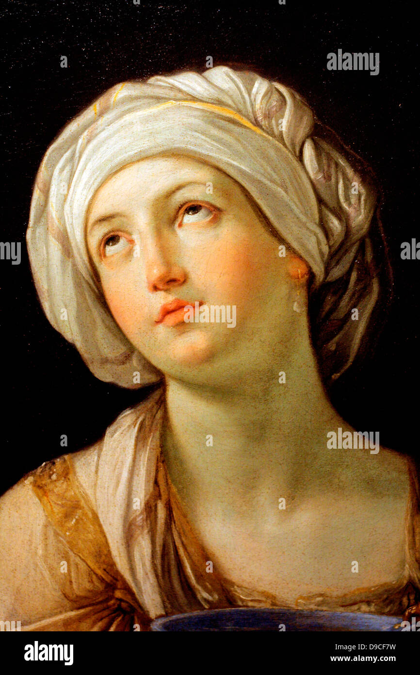Pittura di olio da Guido Reni 1575 - 1642. Ritratto di una donna (dettaglio), forse Artemisia o Signora con un Lapislazzuli Bowl 1638 - Foto Stock