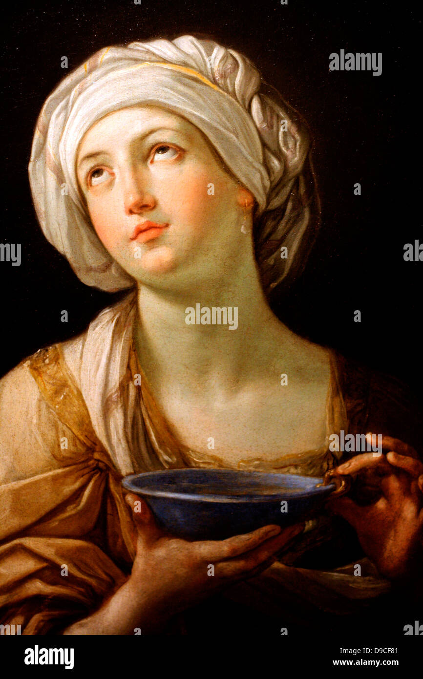 Pittura di olio da Guido Reni 1575 - 1642. Ritratto di una donna (dettaglio), forse Artemisia o Signora con un Lapislazzuli Bowl 1638 - Foto Stock