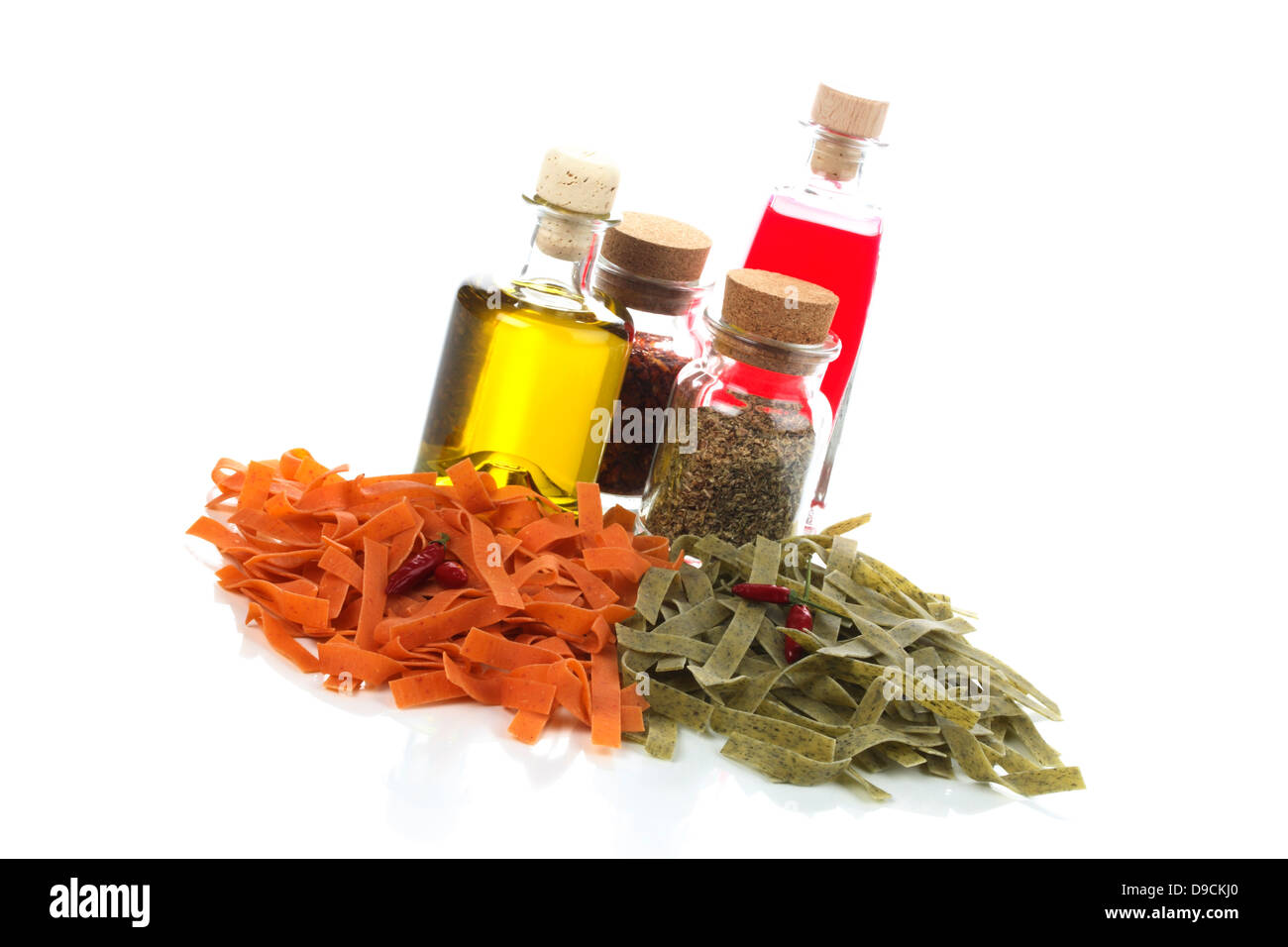 Tagliatelle con olio, spice Foto Stock