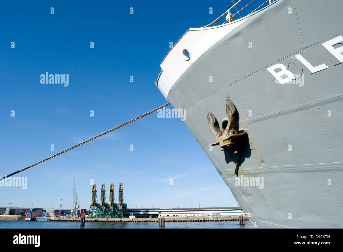 Vecchio freighter nel museo porto di Amburgo Foto Stock