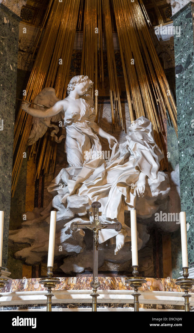 Bernini Estasi di Santa Teresa, Santa Maria della Vittoria, Roma, Italia Foto Stock