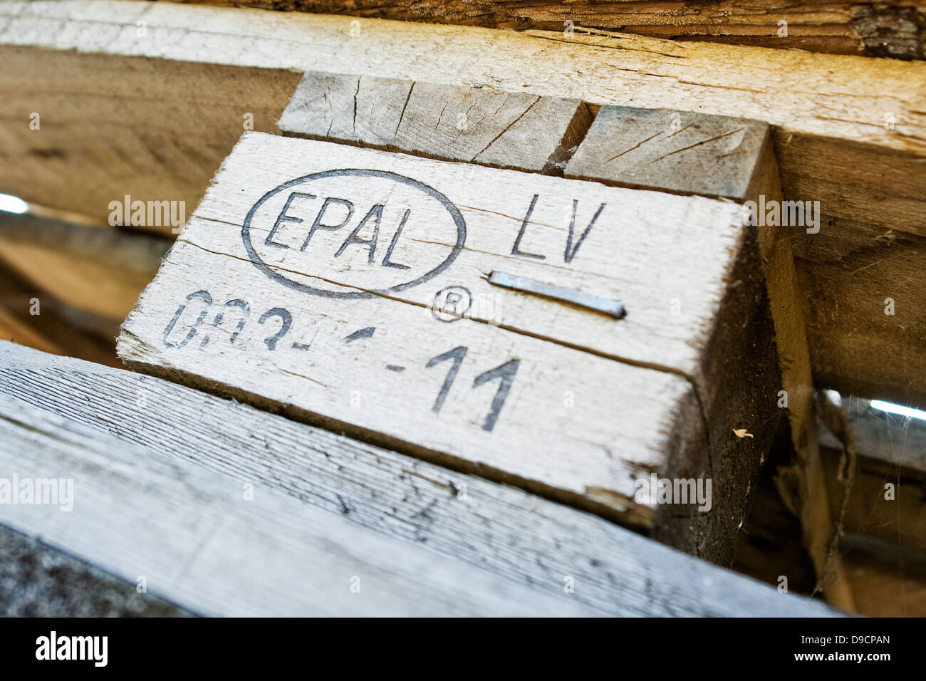 Marcatura di un europalette, identificazione di un Euro pallet, Foto Stock
