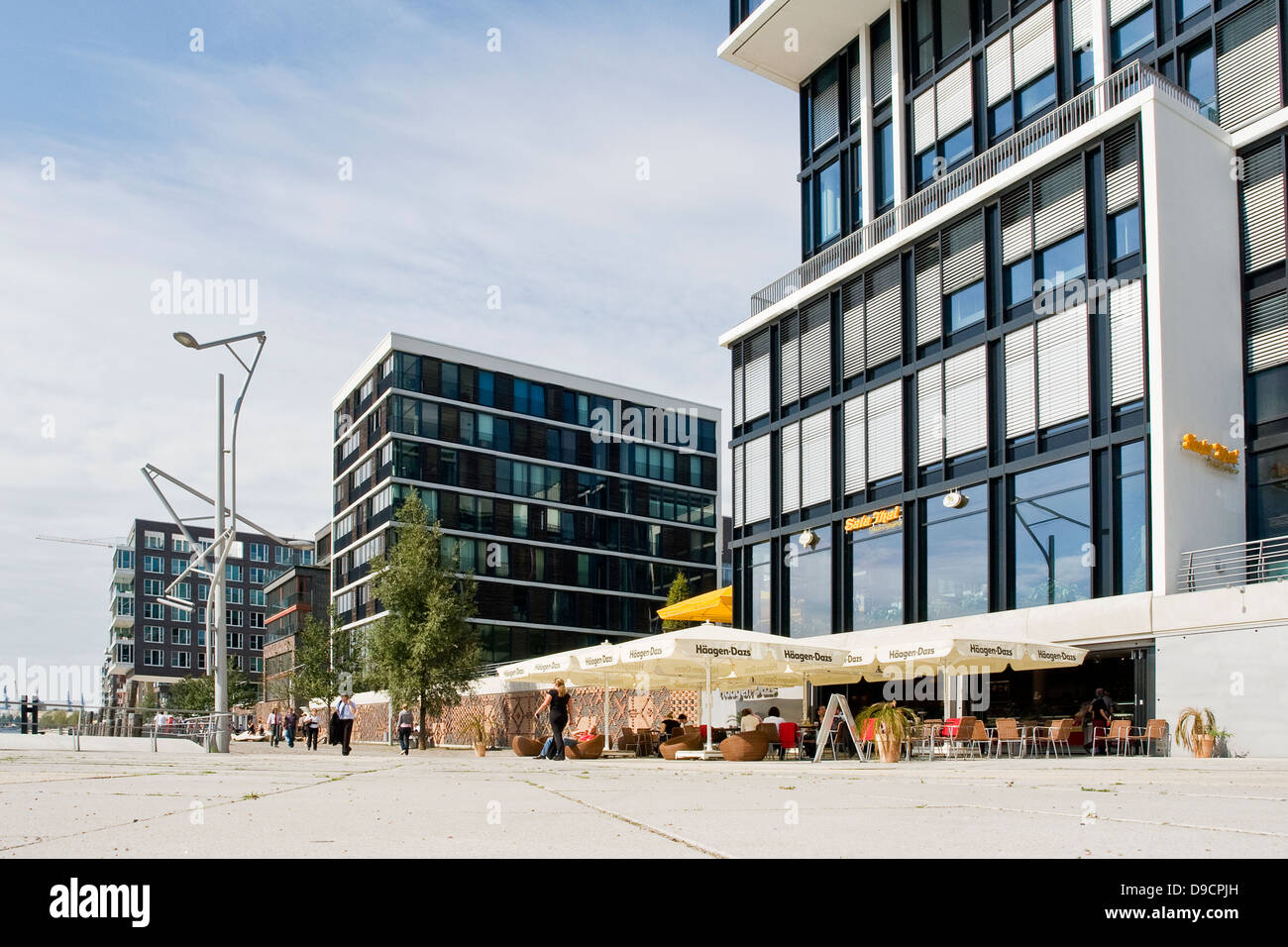 Architettura moderna nella città portuale di Amburgo, architettura alla moda nella città portuale di Amburgo, Foto Stock