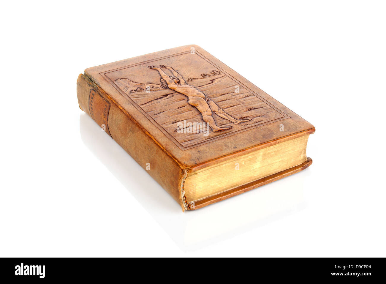 Vecchio libro di Nietzsche in un legame di cuoio, vecchio libro di Nietzsche in una custodia in pelle, Foto Stock