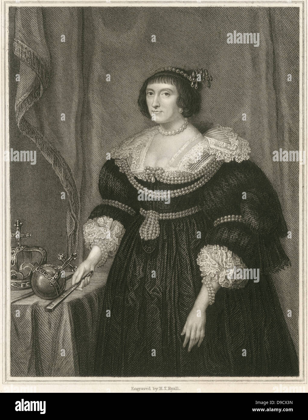 Elizabeth Stuart (1596-1662) regina di Boemia, figlia di Giacomo I di Englandd VI di Scozia. Si è sposato nel 1613 Federico V Elettore Palatino 1610-1623, re di Boemia 1619-1620. Conosciuta come la regina di inverno, ha trascorso gran parte del suo esilio all'Aia. Incisione. Foto Stock